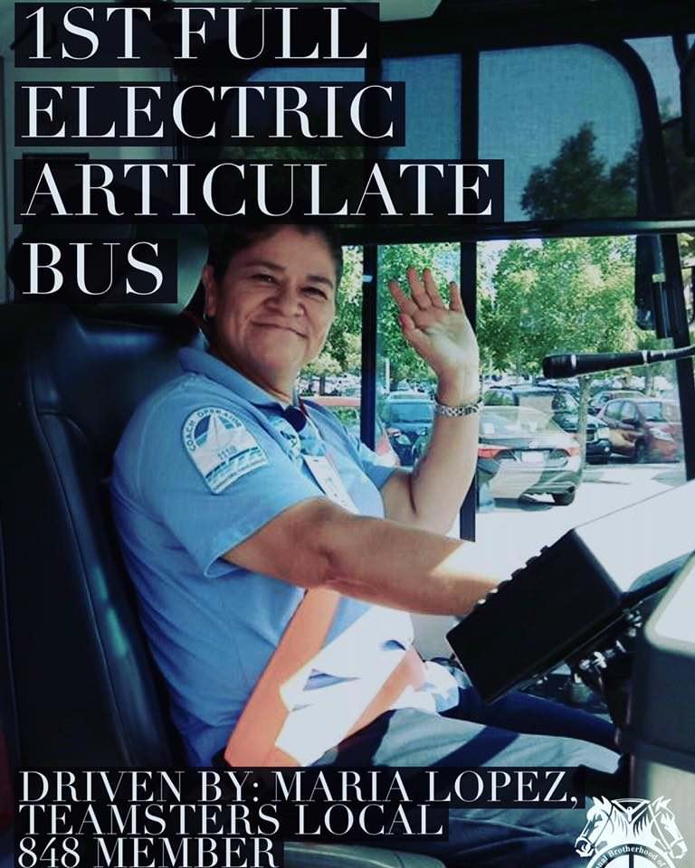 1st Full Electric Bus Driven by Teamster 848 Member!