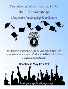 Teamsters Joint Council 42 2019 Scholarships